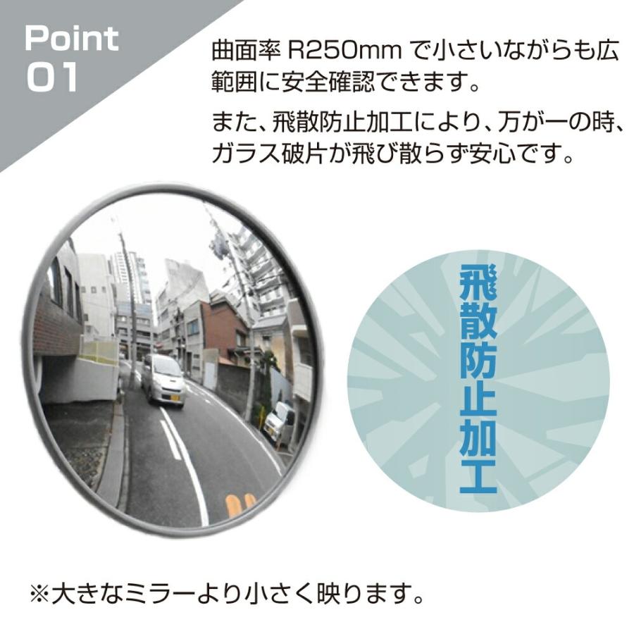 ガレージミラー 家庭用 ブロック 挟み込み ステンレス製 取付金具付 小型 丸型 210φ グレー ガラス製ミラー 50〜300mm ブロック塀 クランプ式 日本製 yh1536_1