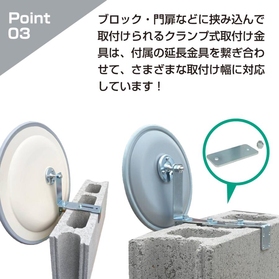 ガレージミラー 家庭用 ブロック 挟み込み 取付金具付 小型 丸型