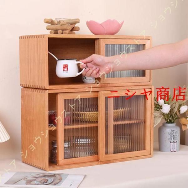 ミニ食器棚 北欧 卓上食器棚 キッチン収納 キッチンカウンター キッチンキャビネット カップボード 和? 調味料 お椀 箸 小物 台所収納 収納棚_20