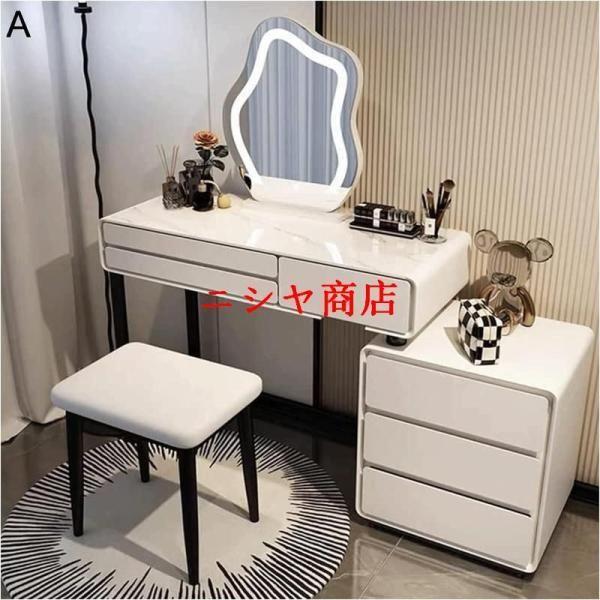ドレッサー ホワイト 化粧台 クッション付 スツール 引き出し付 照明 ミラー付 鏡台 寝室 家具 模様替え 空?活用 室内用品 良好_3