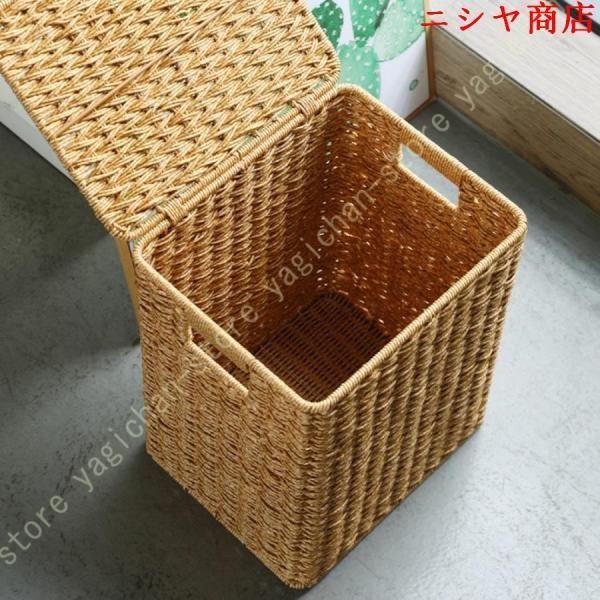 収納バスケット 和風 カゴ 小物入れ 籐 ラタン 箱 北欧風 ランドリーバスケット ボックス 蓋付き かご バスケット 収納 おしゃれ 室内_8