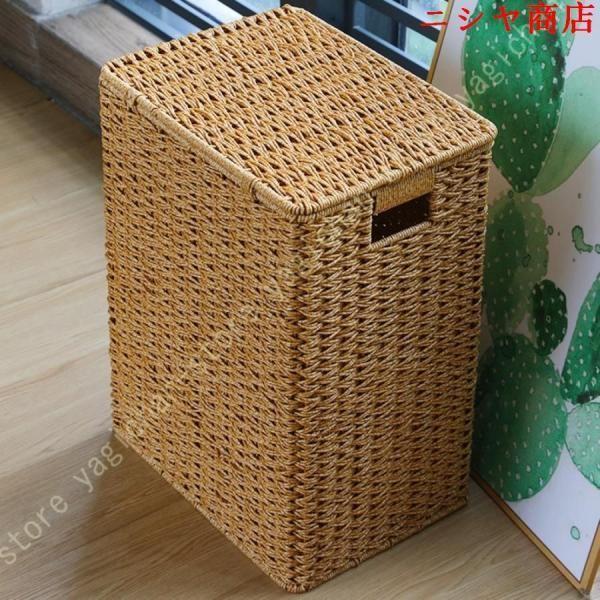 収納バスケット 和風 カゴ 小物入れ 籐 ラタン 箱 北欧風 ランドリーバスケット ボックス 蓋付き かご バスケット 収納 おしゃれ 室内_9