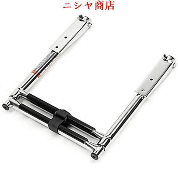ボートはしご 2/3/4段 折りたたみ 伸縮式 ステンレス鋼 ボート用 梯子 水泳プラット フォーム用のボートラダー デッキ搭乗はしご 耐海水腐食性 頑丈 滑り止め マ_4
