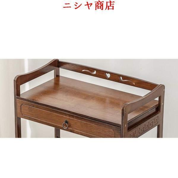 居間のオフィスのための棚の棚のタケ木製の移動式木製色のカート (Color : A)_4