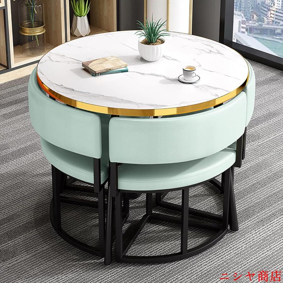 丸テーブルセット 4人用 ダイニングセット 食卓セット モダン デザイン テーブル 椅子 カフェテーブル キッチン ホーム カフェ 什器 家具の画像