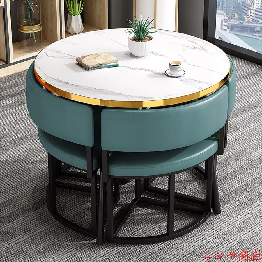丸テーブルセット 4人用 ダイニングセット 食卓セット モダン デザイン テーブル 椅子 カフェテーブル キッチン ホーム カフェ 什器 家具の画像