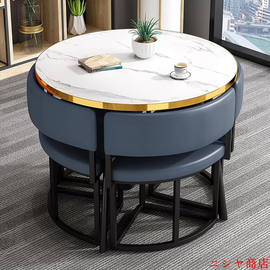 丸テーブルセット 4人用 ダイニングセット 食卓セット モダン デザイン テーブル 椅子 カフェテーブル キッチン ホーム カフェ 什器 家具の画像