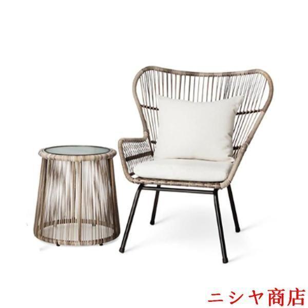ガーデンテーブルセット 籐製 テーブル 椅子 ガーデンチェア 軽量 荷重 庭 ベランダ プールサイド 防腐 日焼け止め アウトドア 家具 セット
