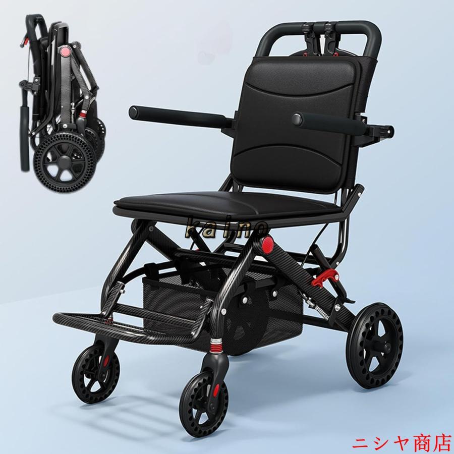 車椅子 介助用 折りたたみ 軽量 コンパクト 自立型 ノーパンクタイヤ 小型 収納 超軽量 簡易車椅子 旅行 外出 移動 補助 介護用品 車いす_1