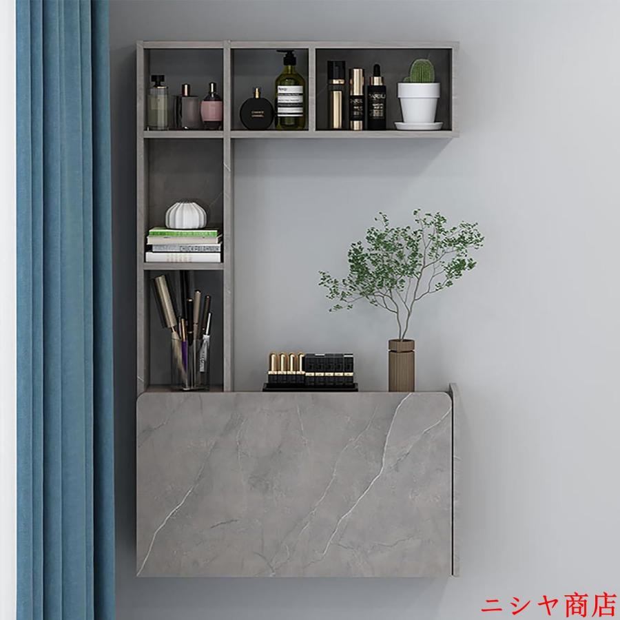 壁掛けデスク 多機能 フローティングデスク ラップトップ ライティング ワークステーション 収納棚付 省スペース 家庭 オフィス 寮 壁付け 机の画像