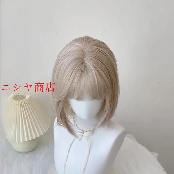 ウィッグ ロリータ ボブ ゆめかわ ピンク グラデーション ブラウン 原宿 内巻きカール コスプレ 仮装 変装 カツラ フルウィッグ 自然 かつら 用_2