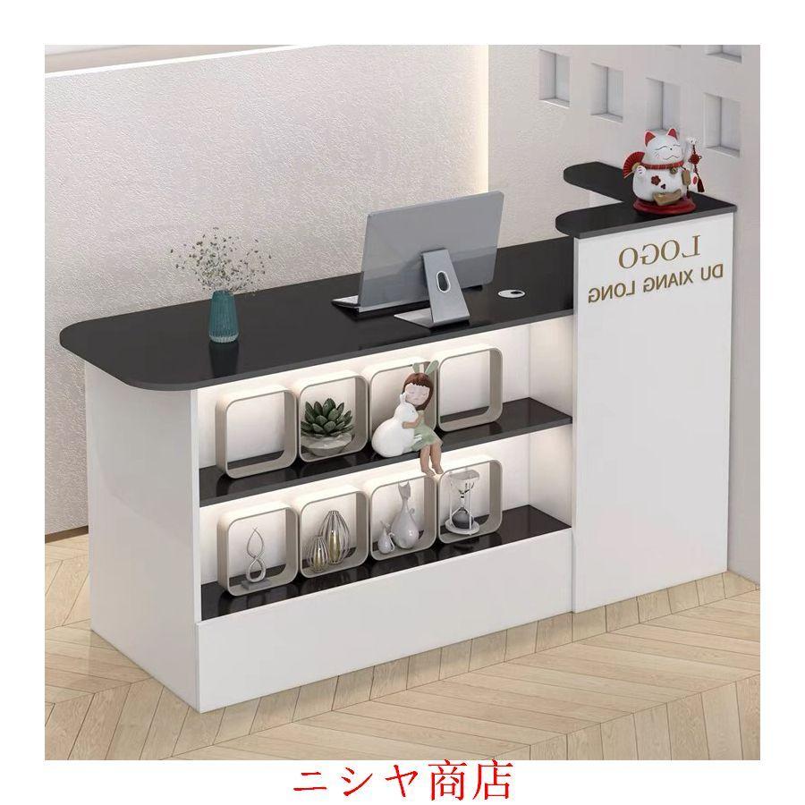 レジ カウンター 受付カウンターレジカウンター ショーケース付き カウンターテーブル おしゃれ オフィス受付台 北欧風 サイドキャビネット付き_24