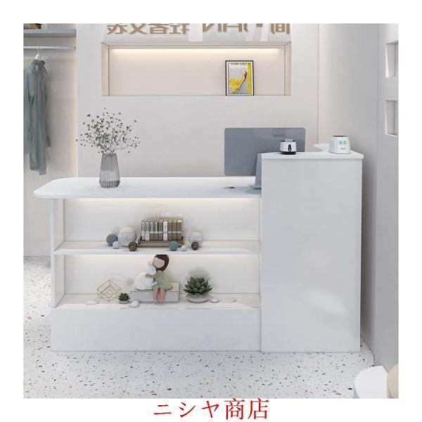 レジ カウンター 受付カウンターレジカウンター ショーケース付き カウンターテーブル おしゃれ オフィス受付台 北欧風 サイドキャビネット付き_25