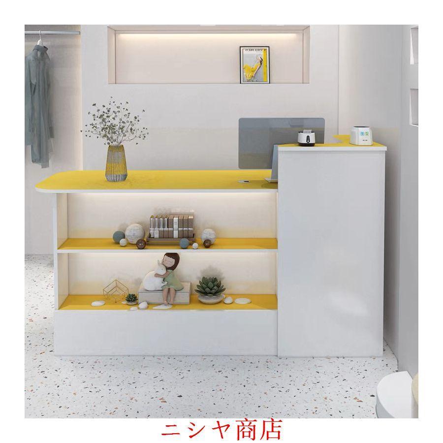 レジ カウンター 受付カウンターレジカウンター ショーケース付き カウンターテーブル おしゃれ オフィス受付台 北欧風 サイドキャビネット付き_19