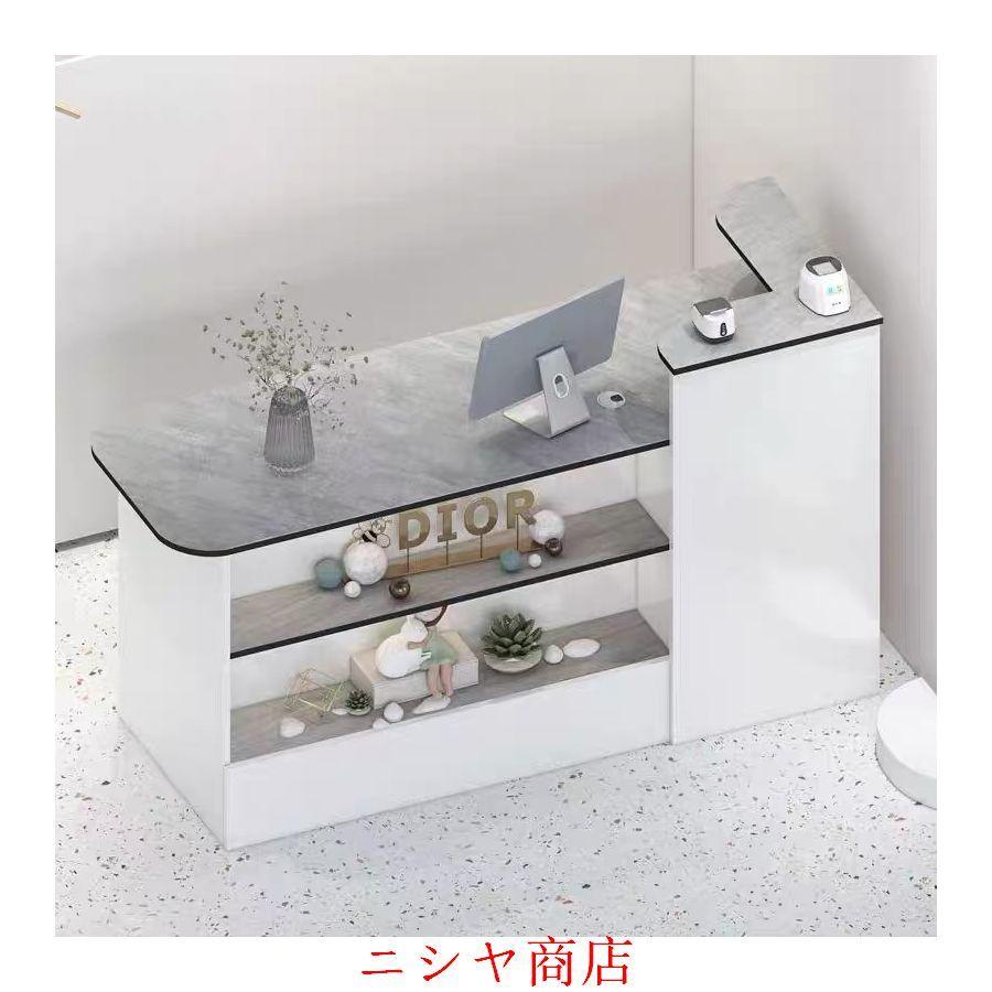 レジ カウンター 受付カウンターレジカウンター ショーケース付き カウンターテーブル おしゃれ オフィス受付台 北欧風 サイドキャビネット付き_21