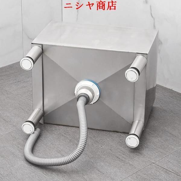 フロアモップ シンク 304ステンレス 業務用 洗面ステーション 床置き型 排水パイプ付 流し台 ガレージ ショップ 学校 地下室 掃除 道具_6
