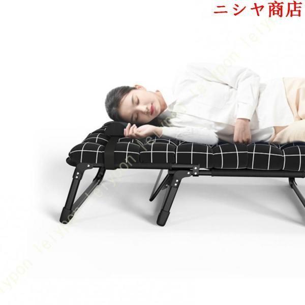 折りたたみベッド シングル コンパクト リクライニング 簡易ベッド 耐荷重160kg 折り畳み ベッド 三つ折り 枕つき 調節可能 おしゃれ ポータブル 6脚サポート_8