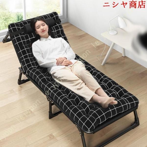 折りたたみベッド シングル コンパクト リクライニング 簡易ベッド 耐荷重160kg 折り畳み ベッド 三つ折り 枕つき 調節可能 おしゃれ ポータブル 6脚サポート_9
