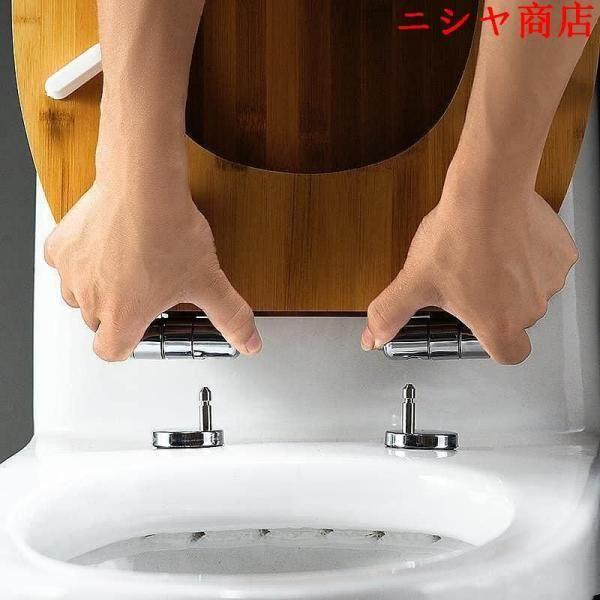 便座 無垢材便座 便器トイレ便座交換 上部固定便座 ゆっくり落ちる 洋式トイレ 和式便器 便座交換 工具不要 簡単取付 調節可能なステンレスヒンジ U/V/O型便座_8
