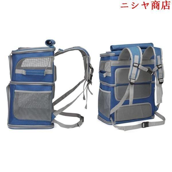 犬 猫 ペット キャリーバッグ (二段式 耐荷重8.5kg) 犬 リュック、猫 リュック、中?大型猫用?小型犬?うさぎ用 カート 旅行 通院 アウトドア ペット用品 A_14