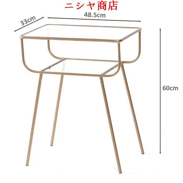 ホームデコレーション家具 現代の北欧 クリア強化ガラス コーヒーティーサイドテーブル と 錬鉄製の脚、 リビングルーム マガジンラック 本棚、 寝室 ベッドサイ_4