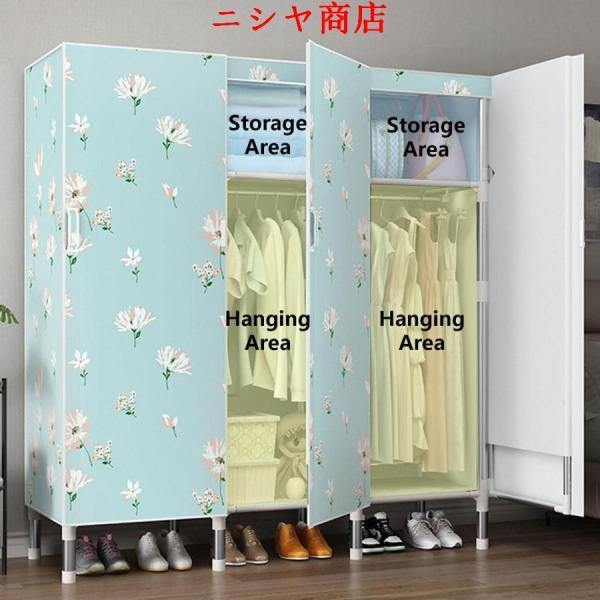 ワードローブ カバー付き クローゼット ハンガーラック 衣類収納 洋服ダンス 大容量 オーガナイザー ワードローブ キャンバスワードローブ 大きな布地のワードロ_7