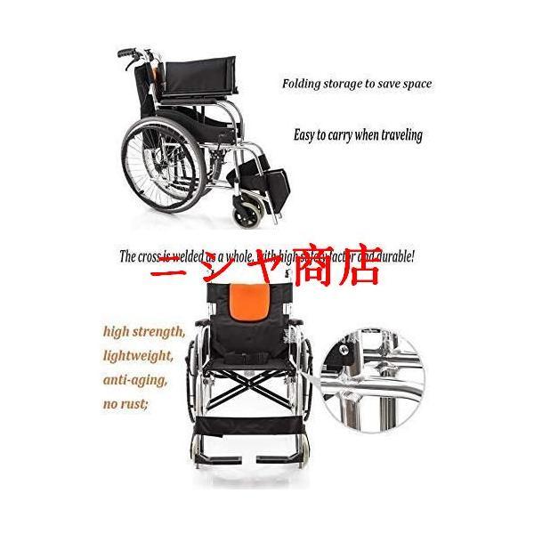 車椅子 ブレーキ付 自走式 車いす 軽量アルミ製 アルミニウム合金 折ります 軽い車椅子、 手動旅行ウォーカー 高齢者/身体障害者 看護 プッシュ ポータブル 旅行_2