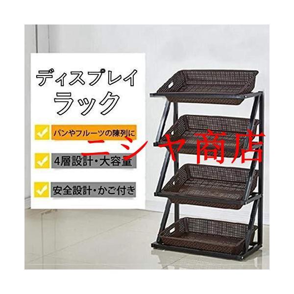青果 野菜　フルーツ　パン販売　多機能フレーム　組立簡単 ディスプレイラック　4層　かご　陳列台　陳列棚　直売所　イベント用 棚 展示会　_7