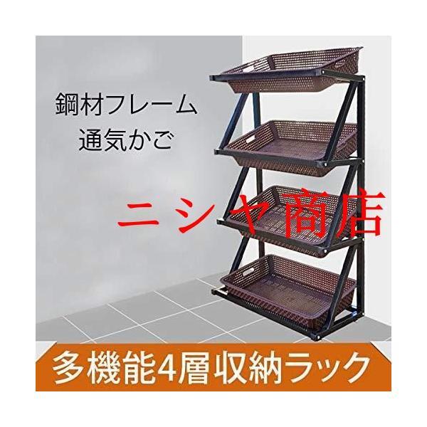 青果 野菜　フルーツ　パン販売　多機能フレーム　組立簡単 ディスプレイラック　4層　かご　陳列台　陳列棚　直売所　イベント用 棚 展示会　_8
