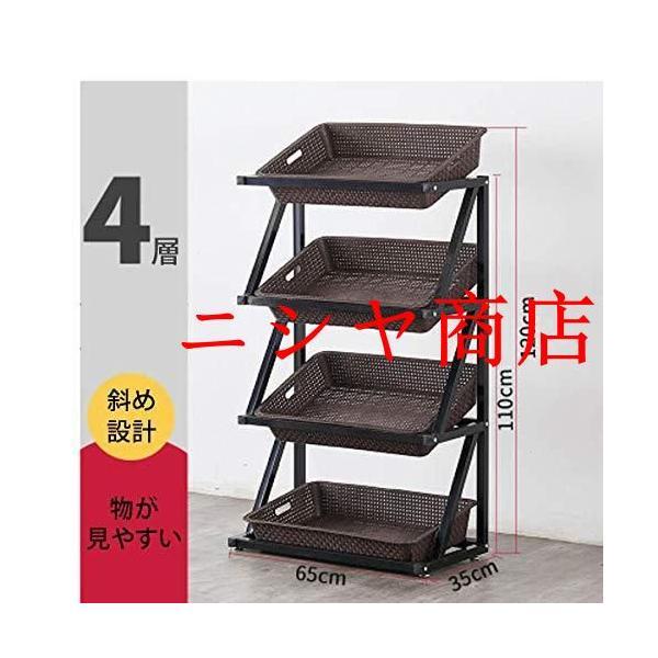 青果 野菜　フルーツ　パン販売　多機能フレーム　組立簡単 ディスプレイラック　4層　かご　陳列台　陳列棚　直売所　イベント用 棚 展示会　_10