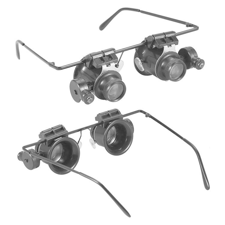 LEDライト搭載 メガネ型ルーペ 倍率 20倍 暗視対応LED搭載 角度調整可能 軽量 ダブルレンズ 虫眼鏡 眼鏡式両手解放 眼鏡ルーペ 時計修理 HOP-SKIA2989II｜hopestar2018｜06