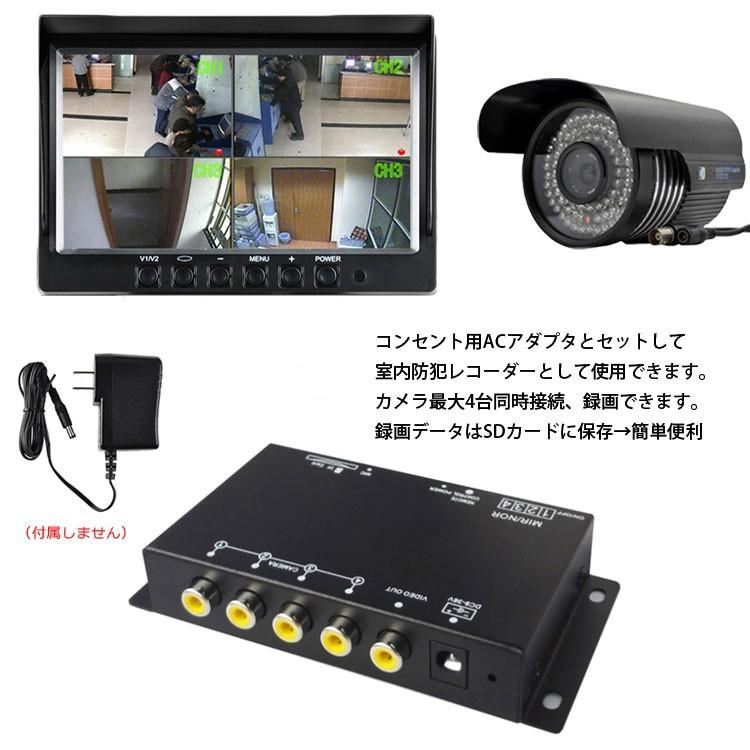 車載DVRレコーダー 100万解像度録画 4分割 CVBS映像 正像 鏡像設定可