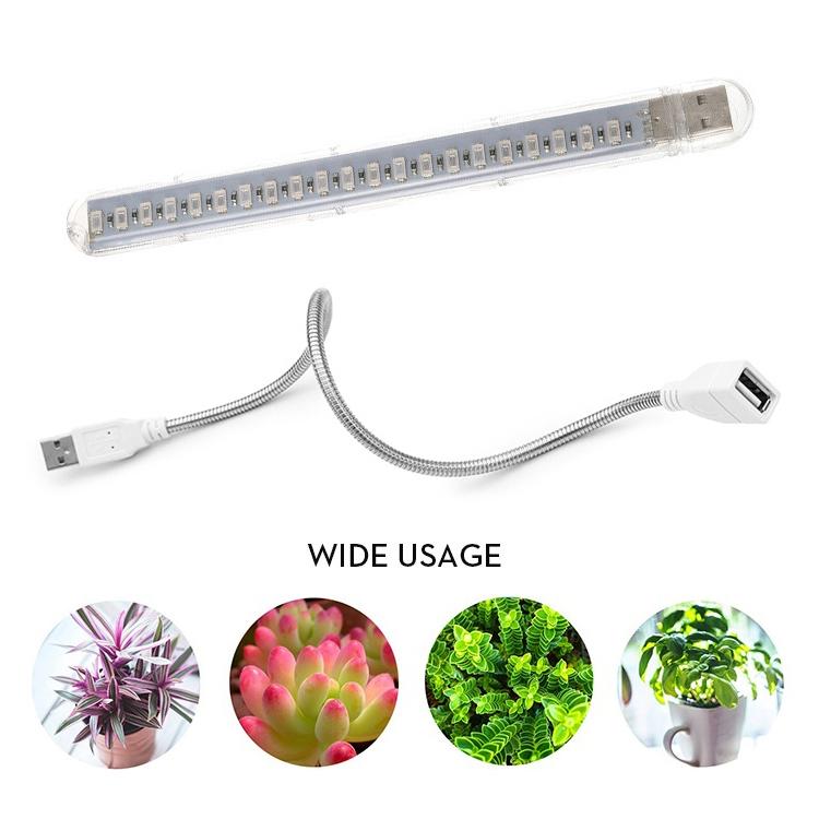 植物育成LEDライト 10W 5V USB給電式 室内植物の成長を促進 赤色+青色 セール商品 フルスペクトルLED21灯 HOP-SULED21 最新作 フレキシブルネック付 光合成促進 照射アングル自在