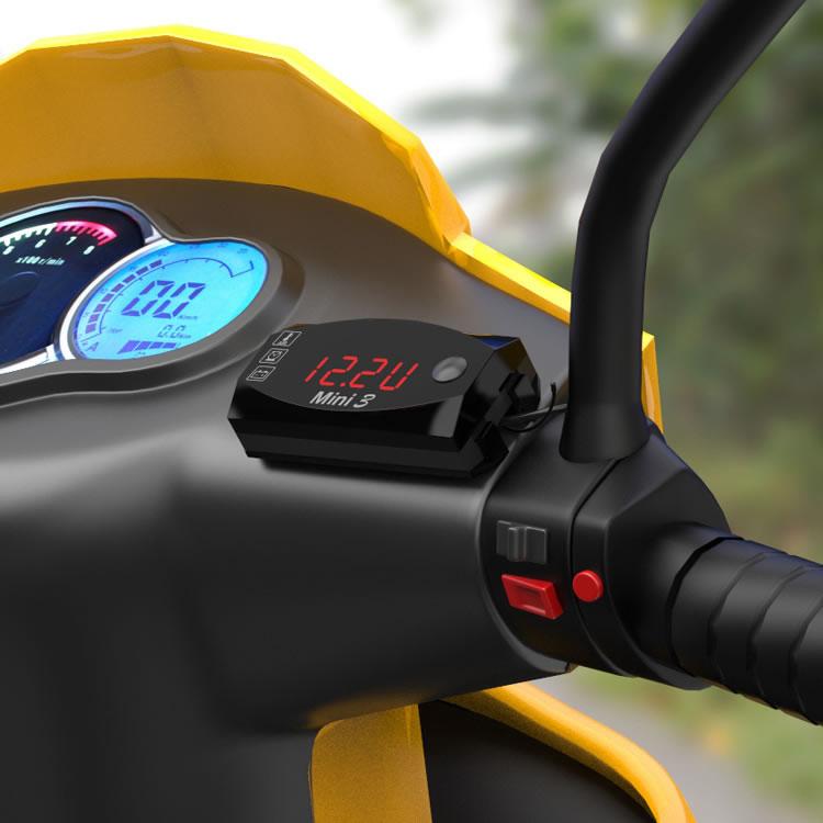 最新デザインの バイク用デジタルメーター 電圧計 温度計 時計 3in1 防水 防塵 悪天候も安心 LEDインジケーター赤 ボルトメーター 軽量 コンパクト 12V車専用 HOP-SMC3IN1 minutomotor.com.br 最新デザインの バイク用デジタルメーター 電圧計 温度計 時計 3in1 防水 防塵 悪天候も安心 LEDインジケーター赤 ボルトメーター 軽量 コンパクト 12V車専用 HOP-SMC3IN1 minutomotor.com.br