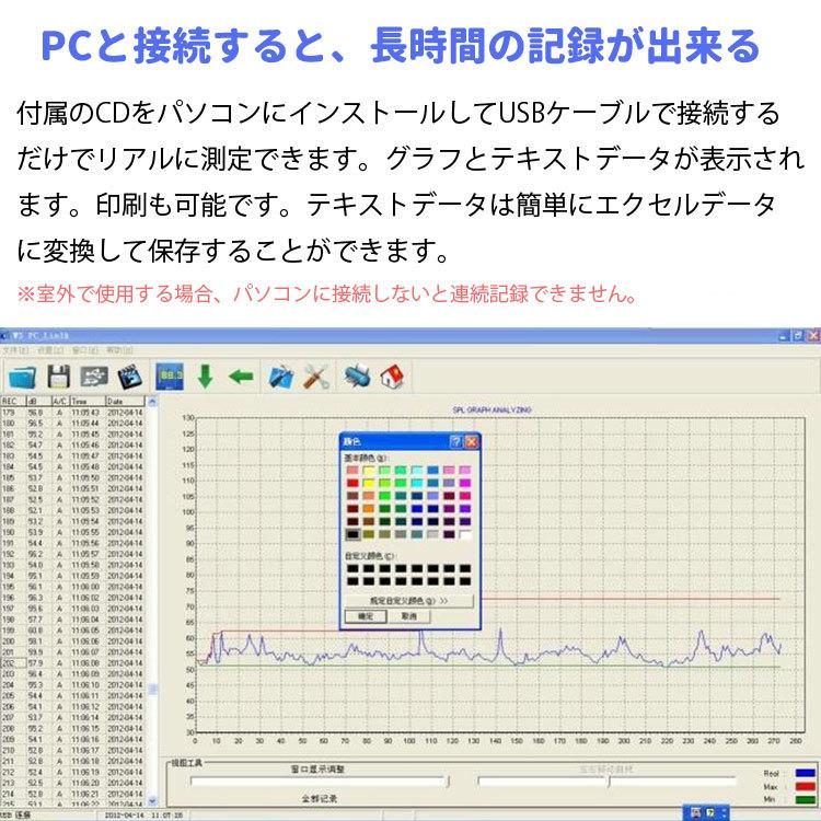 デジタル騒音計 騒音データロガー リアルタイム測定結果をパソコンへ