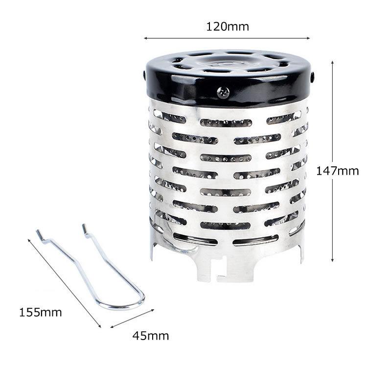 ヒーターアタッチメント 薪ストーブカバー 内部は二重構造 金属ヒーター ミニ暖房 登山 キャンプ ステンレス製 耐熱性 耐久 ハンドル付き HOP-CAMLE147NEW｜hopestar2018｜08
