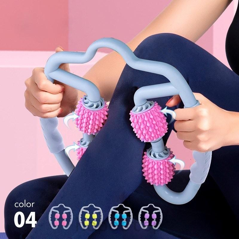 ローラー ハンド マッサージ機 ストレッチ ヨガローラー ダイエット器具 脚痩せ エクササイズ 腰痛 肩こり ピンク イエロー