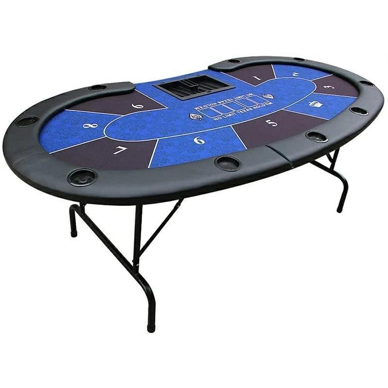 送料無料 折りたたみ式 ポーカーテーブル 9人用 楕円形 カップホルダー