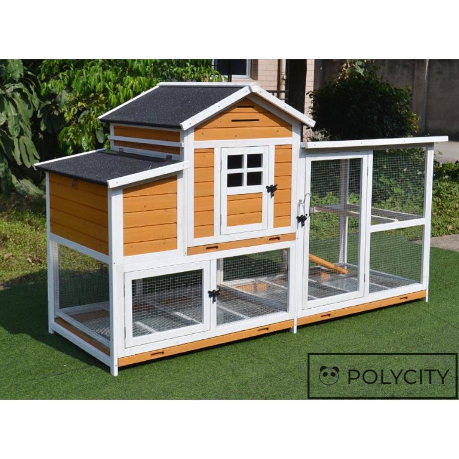 【美品】 特大別荘 飼育ケージ 大型 ペットケージ 鶏 鴨 はと うさぎ 室内外兼用 取り付けやすい 天然杉材 防腐材 木製 212*83*125cm 組立式 【TMF3338151704】(118068円)