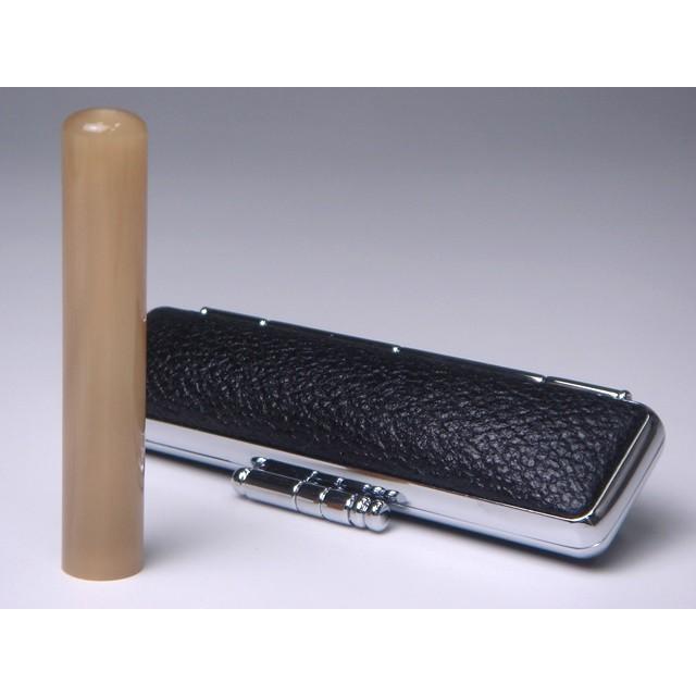 【牛革ケース付き】個人印　牛角(白)　丸印10.5mm【銀行印・認印】