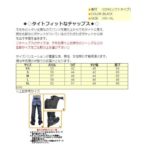 DEGNER デグナー レザー チャップス パンツ用 CH-4A Lサイズ : アイ