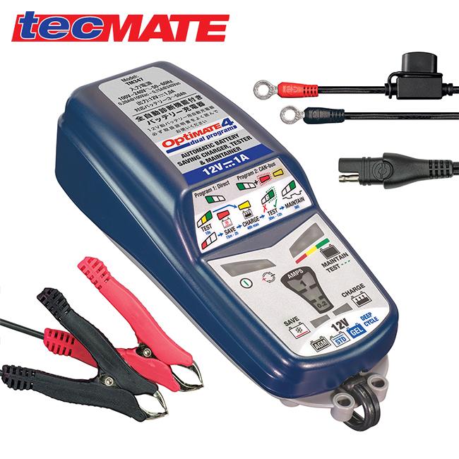 送料無料 tecMATE テックメート バッテリーチャージャー OPTIMATE4 Dual オプティメイト4 デュアル & SAE#2 シガーDCケーブル 12V対応 3年保証｜horidashi｜03