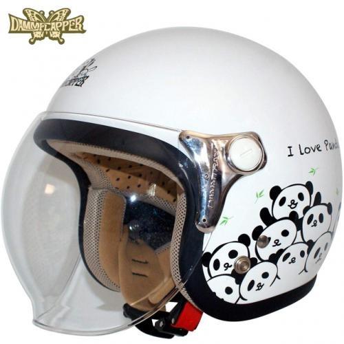 在庫有 ジェットヘルメット DAMMTRAX/ダムトラックス/ダムフラッパー カリーナ ヘルメット パンダ ホワイト バイク用 女性用 ヘルメット シールド付き|アイネット |01