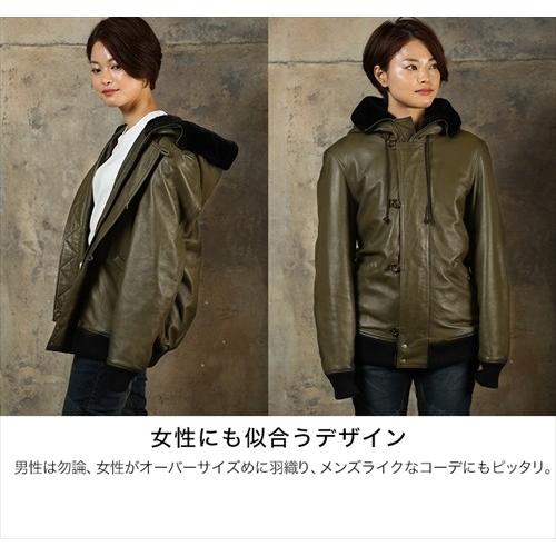 DEGNER デグナー19WJ-11 フード付 シープレザージャケット ブラック 