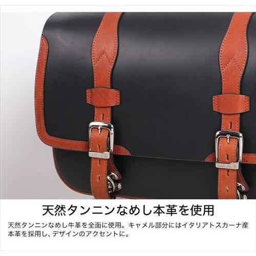 DEGNER デグナー SB-81 レザーサドルバッグ ブラックキャメル 18L 