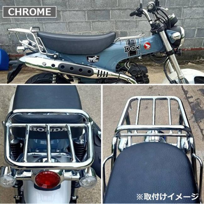 送料無料 TWR製 HONDA DAX ST125用 タンデムバー付きリアキャリア クロム B0289 DAX125 ダックス125 ダックス タンデムグリップ グラブバー カスタムの画像
