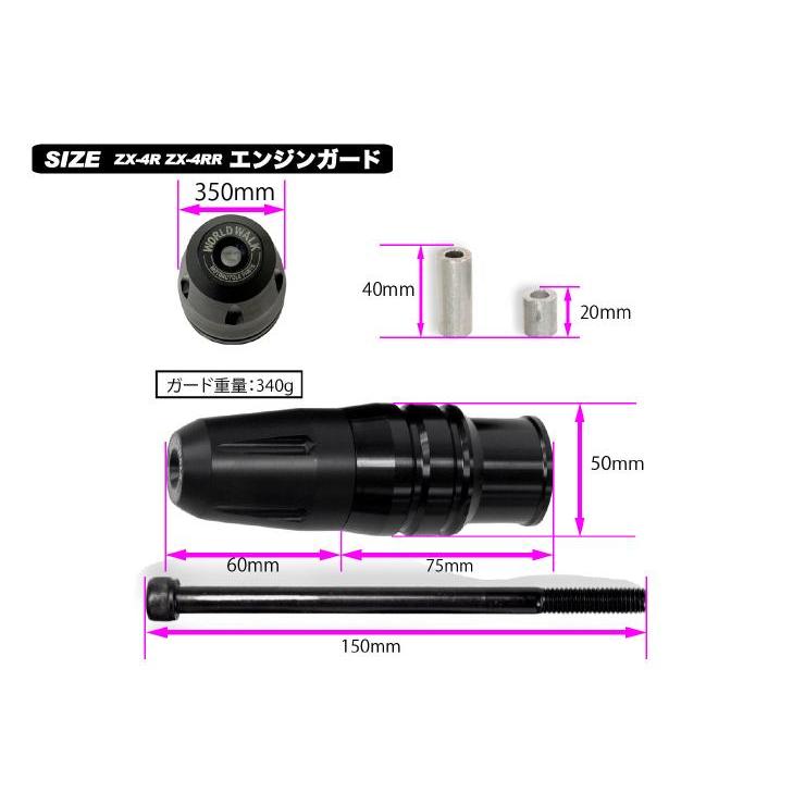 ワールドウォーク Ninja ZX-4RR・ZX-4R SE エンジンガード(右側 ワールドウォーク Ninja ZX-4RR・ZX-4R SE エンジンガード(右側