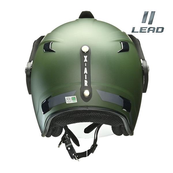 ベトナム製　オリーブグリーン ヘルメット バイザー付き リード工業 LEAD/リード工業 X-AIR RAZZO-V マットグリーン XLサイズ