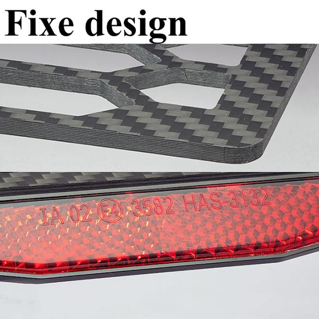 Fixe design CFRP ライセンスプレートベース ハニカム バックサイドポケット リフレクター付 FDLP203R カーボンナンバー ...