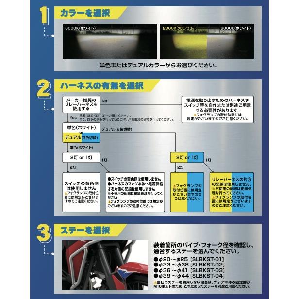 SPHERE/スフィアライト バイク用フォグランプユニットデュアル 6000K/2800K SLBKFG-02 バイク用フォグランプユニット ホワイト 耐振20G バイクパーツ 電装系の画像
